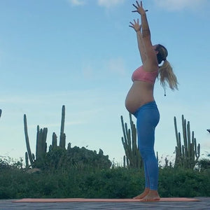 Yoga Girl Rachel Brathen does pregnancy yoga in FROM's Organic Yoga Bra