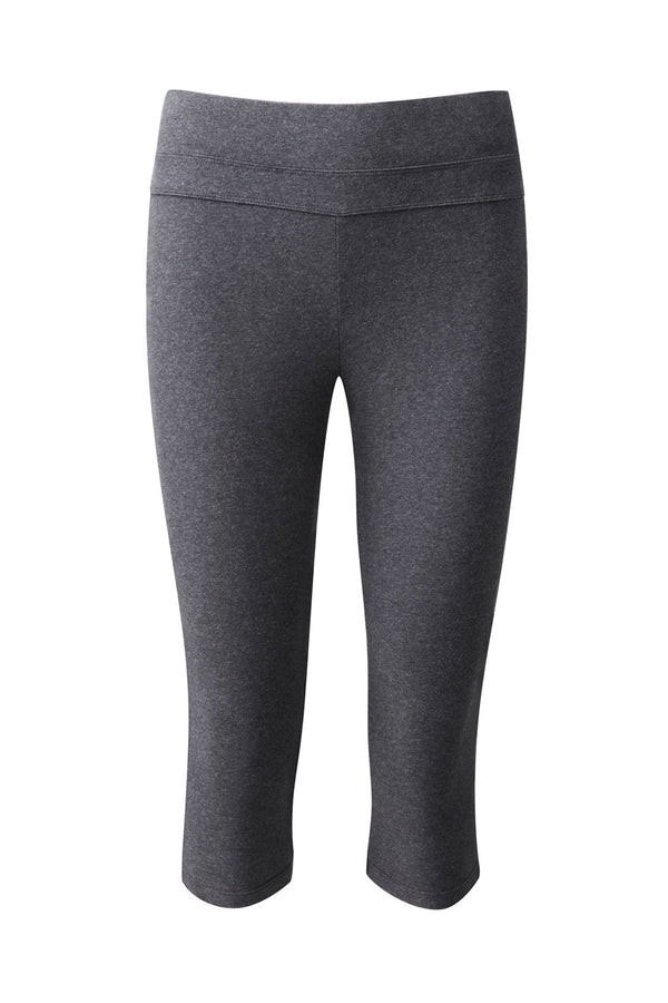 From Clothing organic cotton 3/4 length yoga leggings in dark grey marl