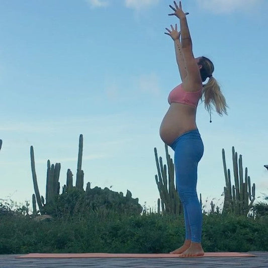 Yoga Girl Rachel Brathen does pregnancy yoga in FROM's Organic Yoga Bra