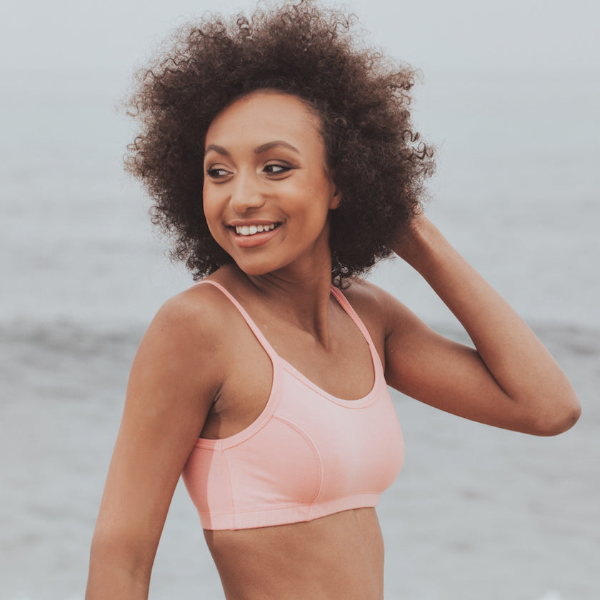 Organic Cotton Yoga Sports Bra - Soft Pink