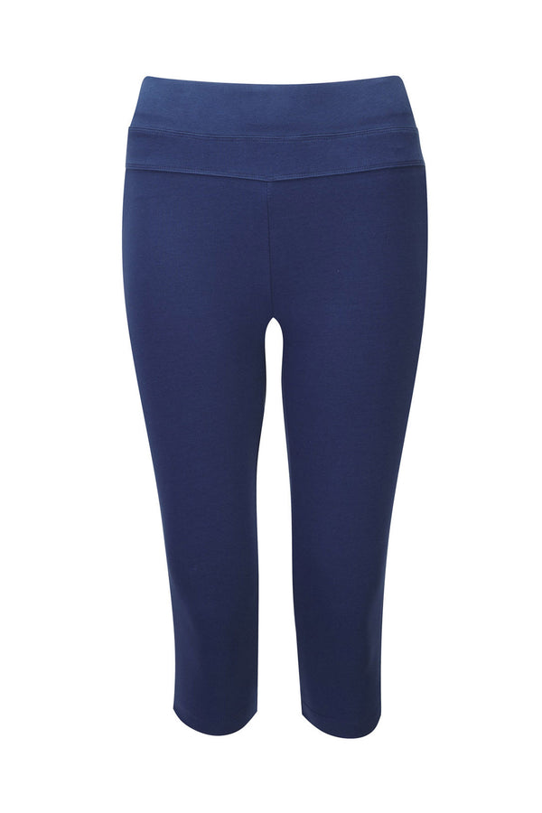 From Clothing organic cotton 3/4 length yoga leggings in deep ocean blue